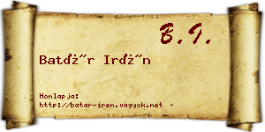 Batár Irén névjegykártya