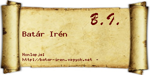 Batár Irén névjegykártya